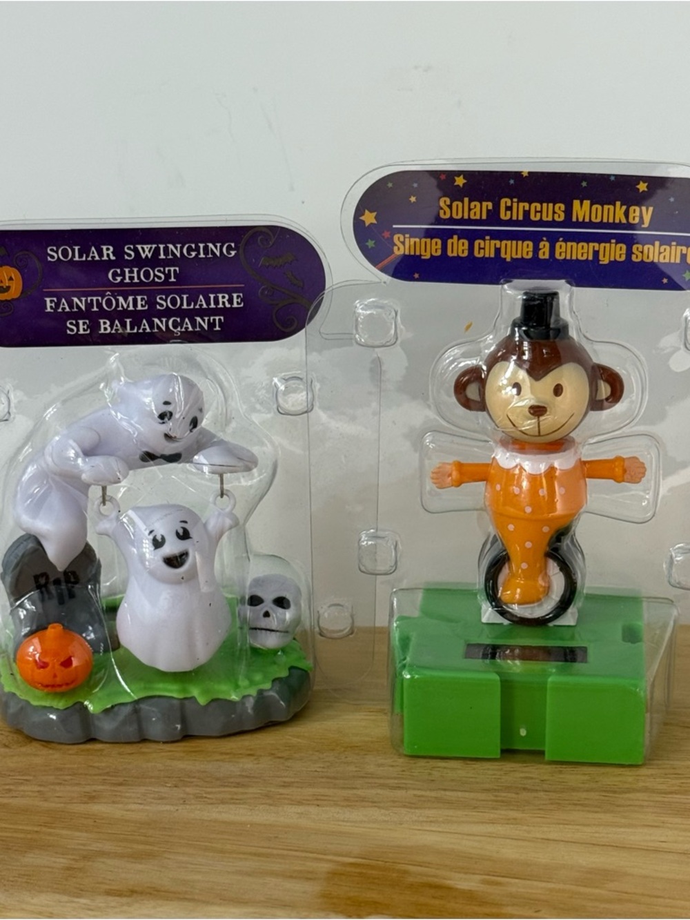 2 Solar Powered Dancing Bobbles Swinging Ghost & Circus Monkey New